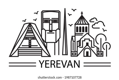 Linear illustration of the city of Yerevan