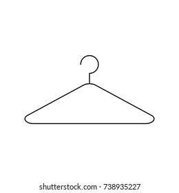 Linear illustration of a clothes hanger on a white background.