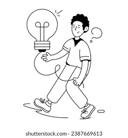 Ilustración lineal de la persona creativa 