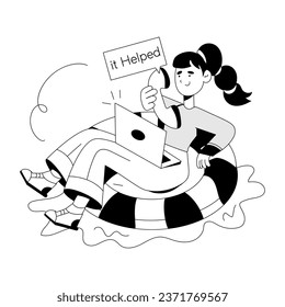 Here’s a linear illustration depicting customer help 