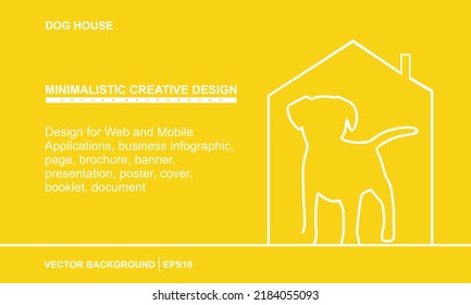 Lineares Dogenhaus. Minimalist Animals hausen Design für Business-Infografik, Seite, Broschüre, Banner, Präsentation, Poster, Cover, Booklet, Dokument. Vektor eps10