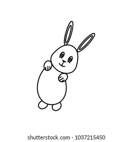 Linear illustration of an Easter bunny icon, hare in the form of an egg, Easter treat, Easter, holiday, holy holiday, Christianity, church, Catholic holiday, jesus, resurrection, on a white background