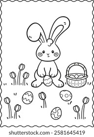 linear illustration of easter rabbit