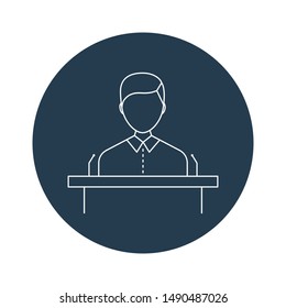 Linear illustration of an election candidate. Vector line icon. Election company   icon for applications and web.
