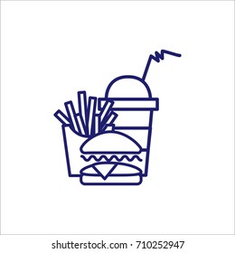 Linear illustration of fastfood. Vector line style icon.