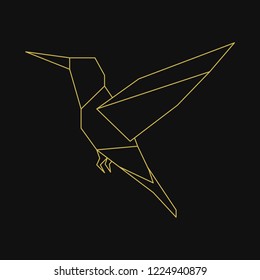 Geometric Hummingbird Outline Logo Vector Design Stock Vector (Royalty ...