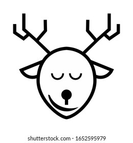Linear illustration of a forked deer. Vector line style icon.