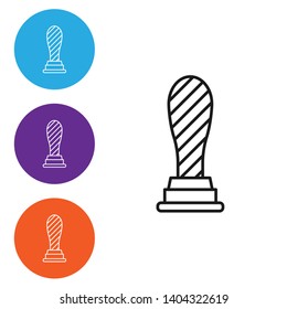 Linear illustration in four style Barista Kit. Coffee Tamper. Barman tool for pressing down ground coffee, a tamper for a coffee machine
