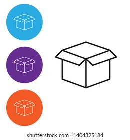 Linear illustration in four style Box vector icon for your web. Delivery symbol