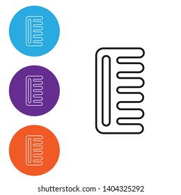Linear illustration in four style Brush and hair symbol. Hairbrush collection