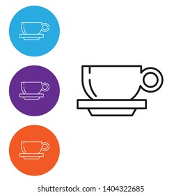 Linear illustration in four style Coffee cup icon. Coffee time