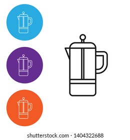 Linear illustration in four style Coffee maker, espresso machine, moka express, mocha coffee, moka pot