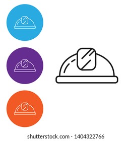 Linear illustration in four style Construction safety helmet line style icon