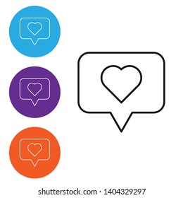 Linear illustration in four style Like heart icon. Social media icon