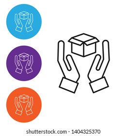 Linear illustration in four style Parcel storage icon.
