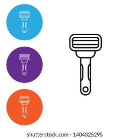 Linear illustration in four style Razor icon. Shaving vector icon