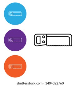 Linear illustration in four style The saw icon. Saw symbol.
