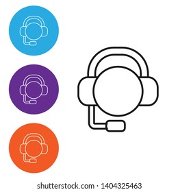 Linear illustration in four style Support Operator icon