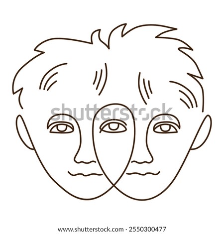 linear illustration of gemini, twins. minimalistic concept for astrology, zodiac, creative storytelling, coloring.