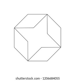 Linear illustration of a geometric shape