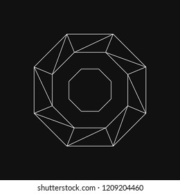Linear illustration of a geometric shape