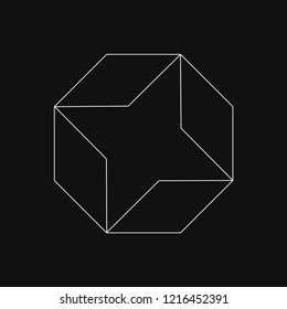Linear illustration of a geometric shape