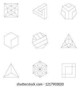 Linear illustration of geometric shapes