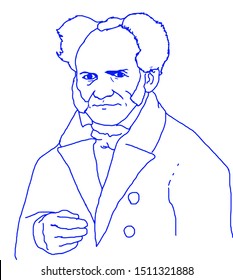 A linear illustration of the German philosopher Arthur Schopenhauer