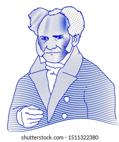 A linear illustration of the German philosopher Arthur Schopenhauer