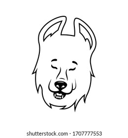 Linear illustration of a German shepherd. Icon for creating tattoos and stickers.