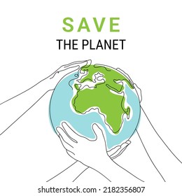 Ilustración lineal de la protección del medio ambiente mundial. Una línea interminable. Gobernanza social ambiental e industria sostenible. ESG. Protección del ambiente planetario. Ilustración vectorial, Arte de línea.