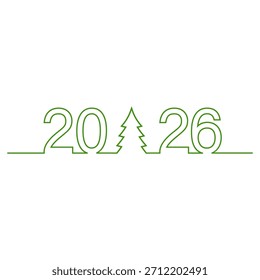 Ilustración lineal de un árbol de Navidad dibujado a mano con texto sobre un fondo blanco