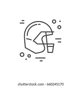 Linear illustration of a helmet. Vector line style icon.