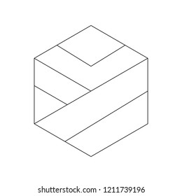 Linear illustration of a hexagon shape