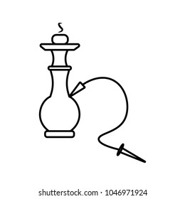 Linear illustration Hookah icon, smoke, Hookah with two tubes, Smoke, Smoking, Cafe, Relaxation, Tobacco, Coals, Hookah Hookah on White Background.