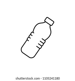 Linear illustration icon bottle, water, drink, thirst, tourism, vacation, heat, ecology, plastic, drink, summer, travel on a white background.