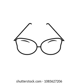 Linear illustration icon glasses, sunglasses, glass, tan, magnification, sea, sun, summer, eyesight, eyes on white background.