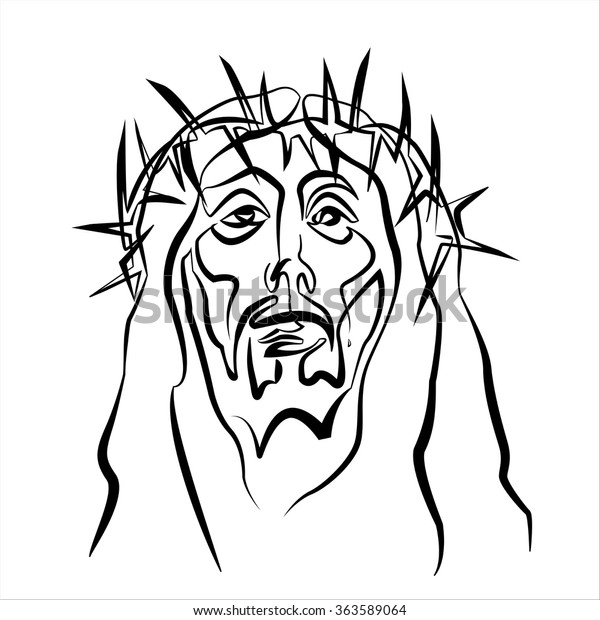 Linear Illustration Jesus Stock Vector (Royalty Free) 363589064 ...