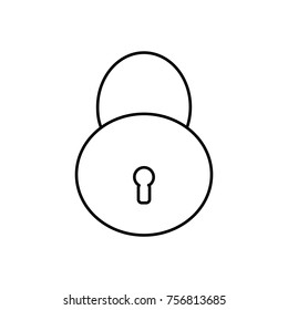Linear illustration of a locked castle icon for security and protection, protection, pedagogy on a white background.
