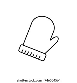 Linear illustration of the mittens icon for winter to the hands were warm, on a white background.