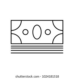 Linear illustration money icon, a bundle of money, bill, dollar, pay with money, deposit, piggy bank, cash savings on a white background.