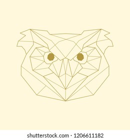 Linear illustration of an owl's head