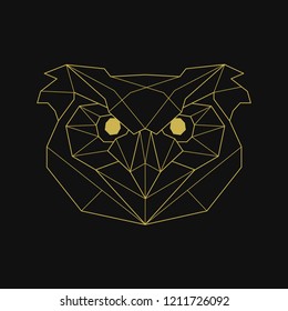 Linear illustration of an owl's head