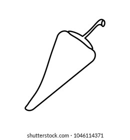 Linear illustration of a pepper icon, hot pepper, seasoning, spices, vegetable, food, long pepper on a white background.