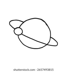 Ilustração linear de planeta em fundo branco