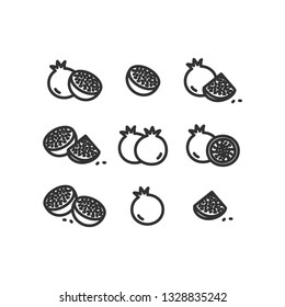
Linear illustration of a pomegranate