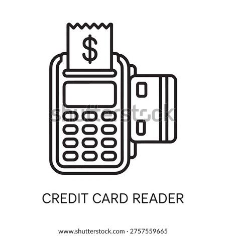 Linear illustration of a pos terminal accepting a credit card payment