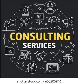 Linear illustration for presentations in the round consulting center