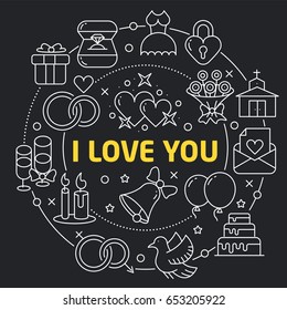 Linear illustration for presentations in the round love you