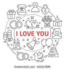 Linear illustration for presentations in the round love you